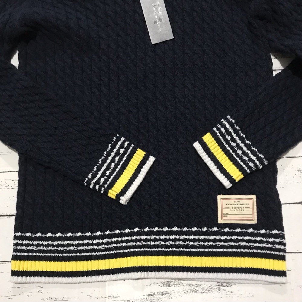 Tommy Hilfiger Button Shoulder Cable Knit Crewneck Sweater - Picture 7 of 16